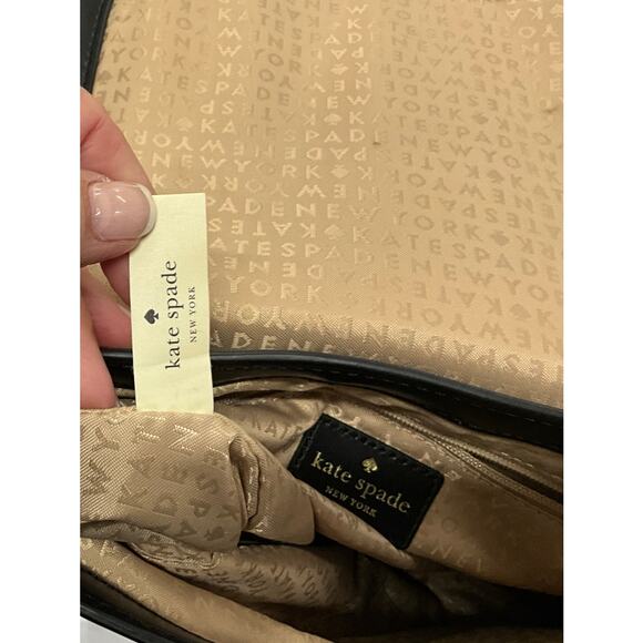 Kate Spade New York Crossbody Saddle Bag Purse Black and Pick Contrast Leather - Picture 5 of 12